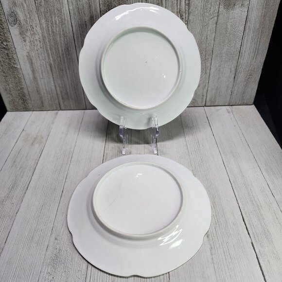 Vintage Bassett Limoges Dinner Plates Pink White Flower Austria 7.5 in Set Of 2 - Picture 6 of 9